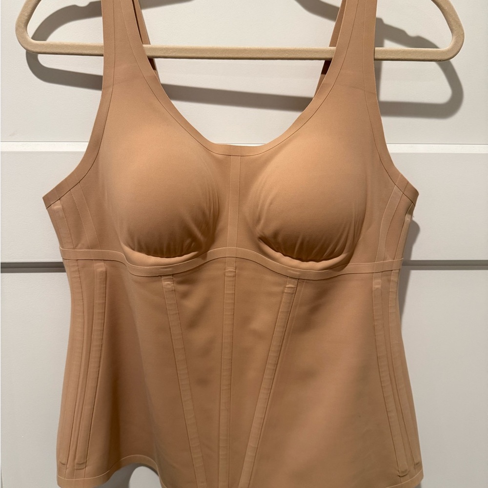 Honeylove Boldness Tank shapewear in sand or beige color. 